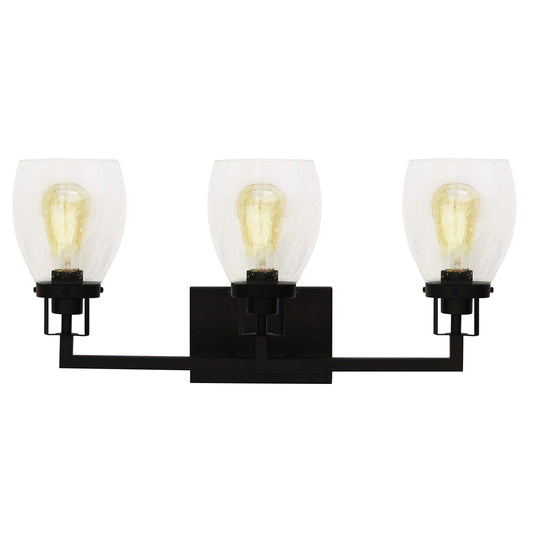 Yosemite Home Decor Jordan 2 and 3-Light Vanity Light in Matte Black Finish with Clear Seeded Glass Shades