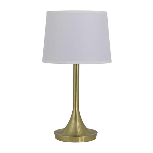 Yosemite Home Decor Bryce 1-Light Table Lamp in Brushed Gold with White Fabric Shade