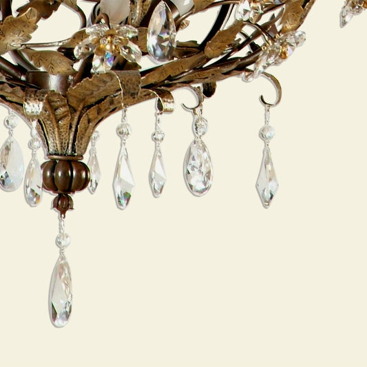 Yosemite Home Decor Splendido Handmade Light Fixtures with Egyptian Crystals in Oxido Finish with Gold Highlights