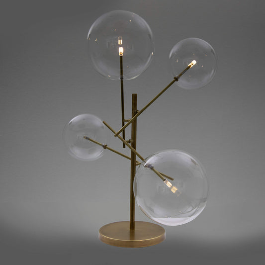 Yosemite Home Decor Klare 4-Light Sputnik Lamp in Antique Brass Finish with Clear Glass Globe Shades and Adjustable Arms