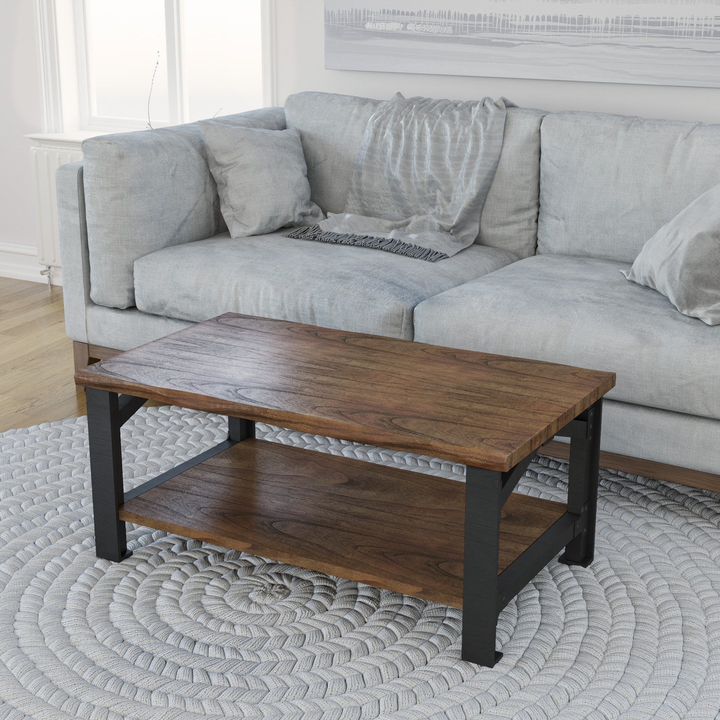 Yosemite Home Decor Bethel Park Coffee Table, Graphite Grey/Brown