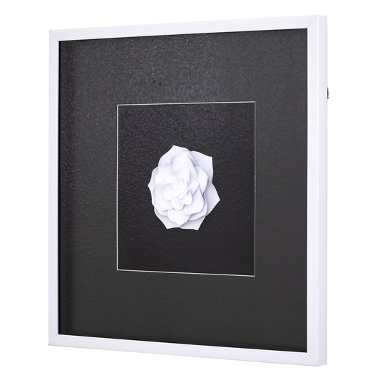Papayrus I 3D Paper Flower Wall Art - White Handcrafted Shadowbox Frame 21.7"