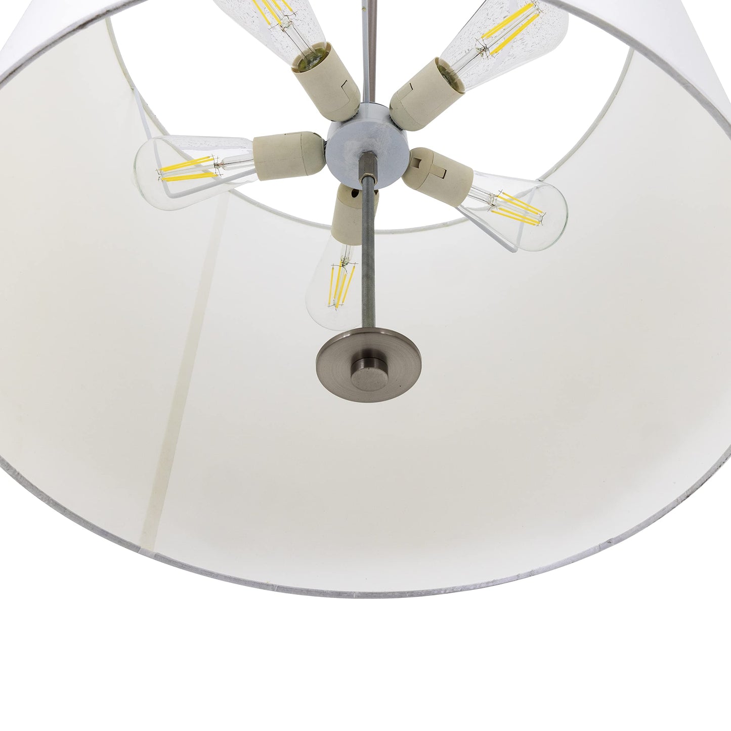 Pendant Light - Yosemite Lyell Forks 5-Light Satin Steel Fixture with White Shade