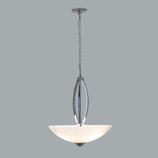 Yosemite Home Decor 179-3UCHAN-20CH 3-Light Bowl Chandelier with Opal Glass, 20" x 20" x 24.4", Chrome Finish