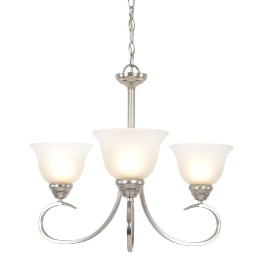 Yosemite Home Decor 93433-3SN Ribbon Fall Collection Three Light Chandelier, 3, Satin Nickel, 63 Piece