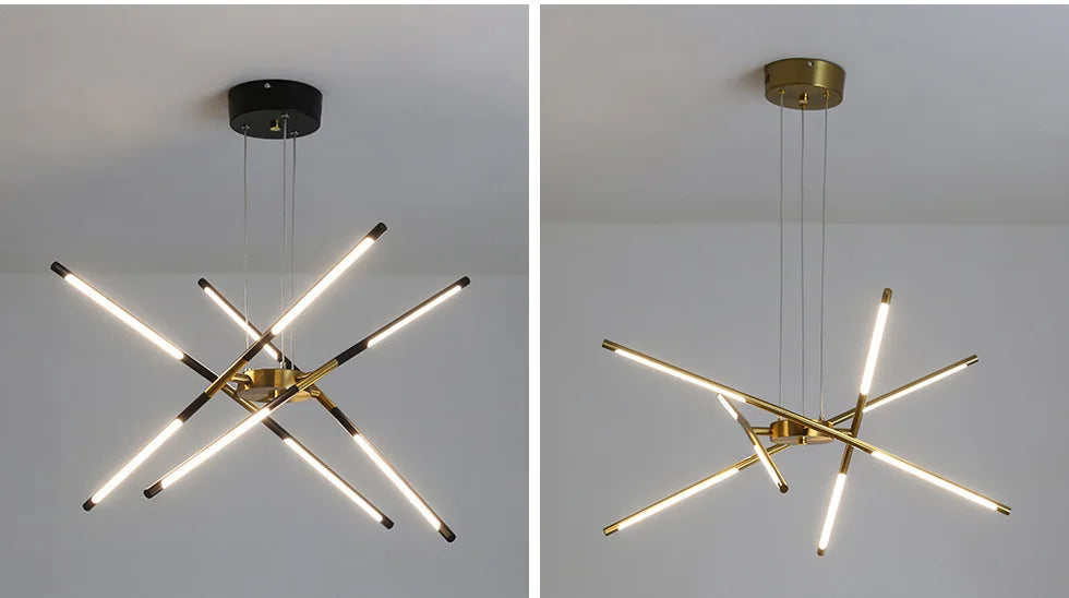 Modern Spider Chandelier with LED Linear Arms - Gold & Black Finish Options