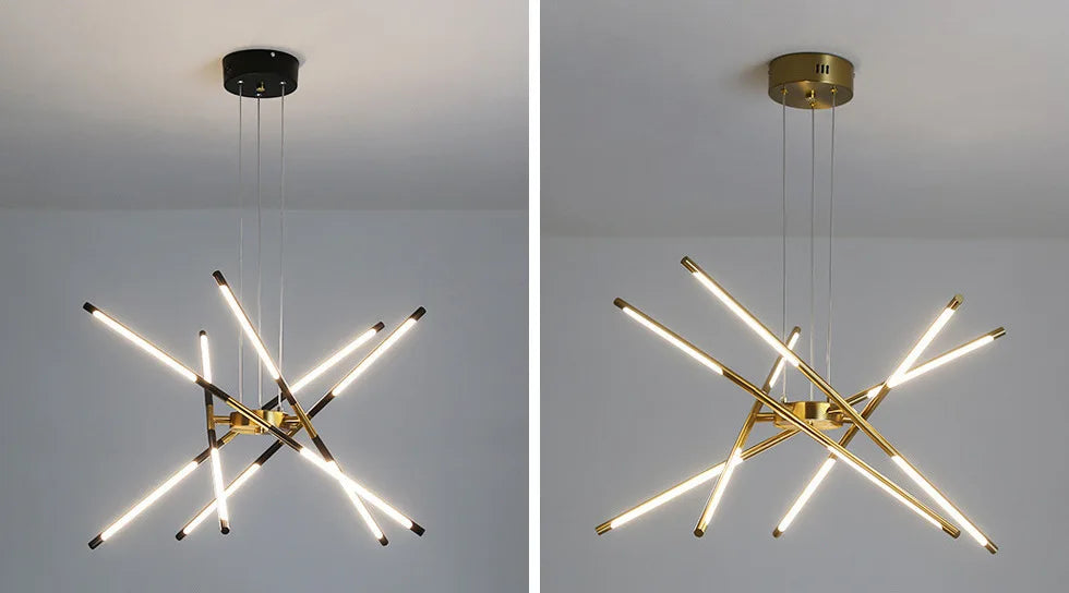 Modern Spider Chandelier with LED Linear Arms - Gold & Black Finish Options