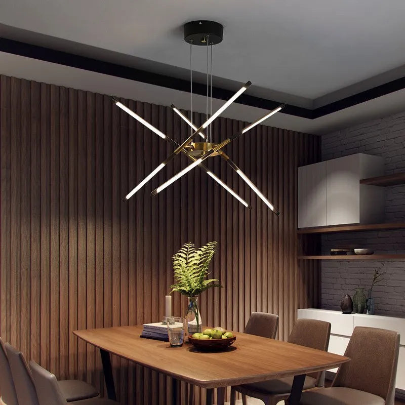 Modern Spider Chandelier with LED Linear Arms - Gold & Black Finish Options
