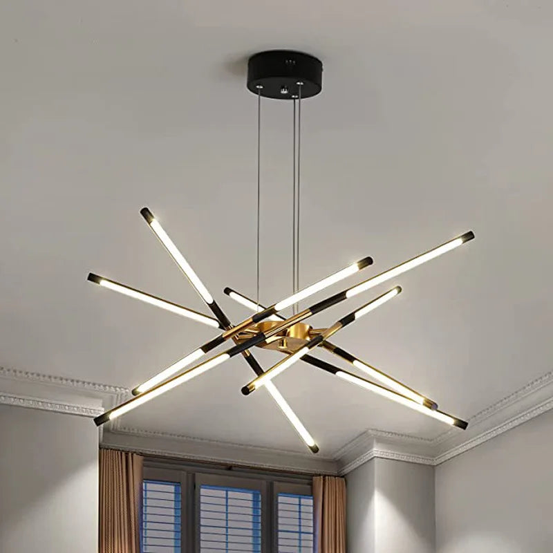 Modern Spider Chandelier with LED Linear Arms - Gold & Black Finish Options