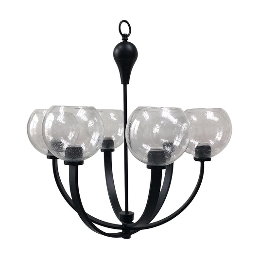 Yosemite Home Decor Orion 6-Light Transitional Chandelier in Matte Black Finish with Clear Seeded Glass Bowl Shades