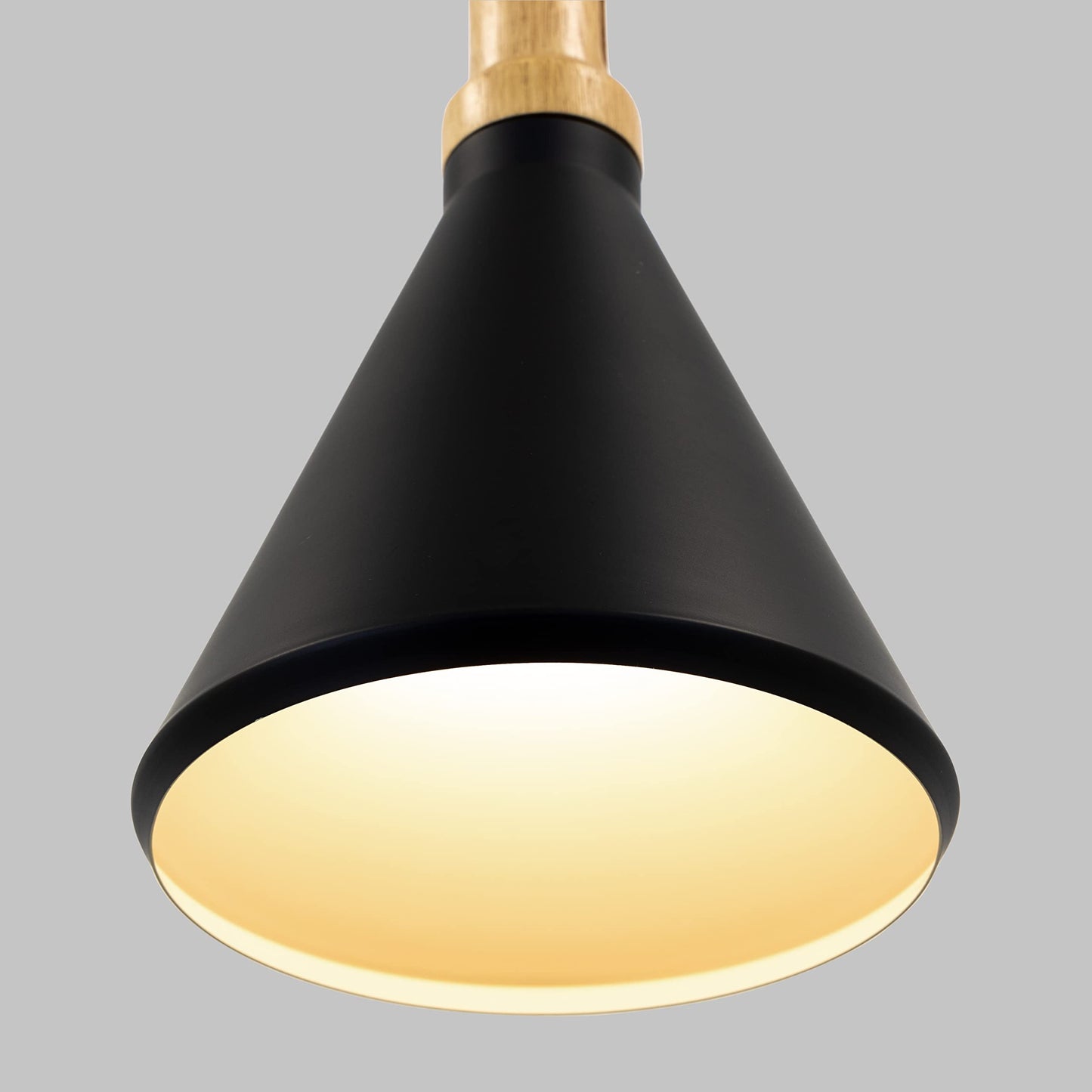 Pendant Light - Industrial Black & Wood Aluminum Fixture by Yosemite Home Decor