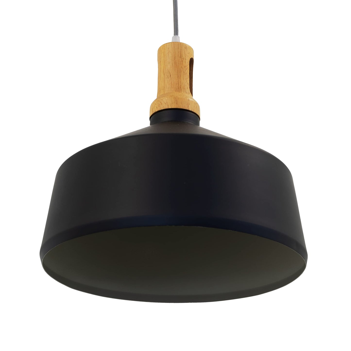 Pendant Light - Industrial Black & Wood Aluminum Fixture by Yosemite Home Decor