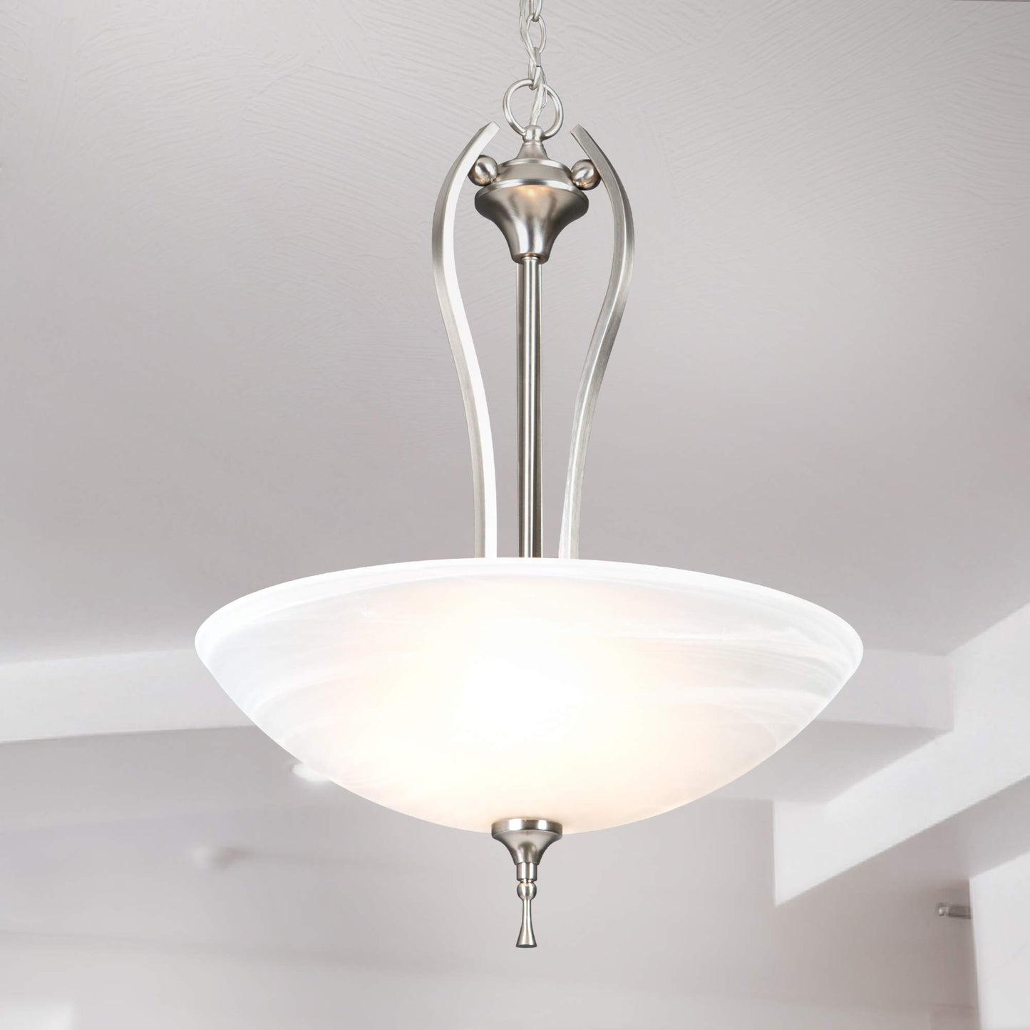 Yosemite Home Decor Glacier Point Lighting with Ivory Cloud Shade, Satin Nickel