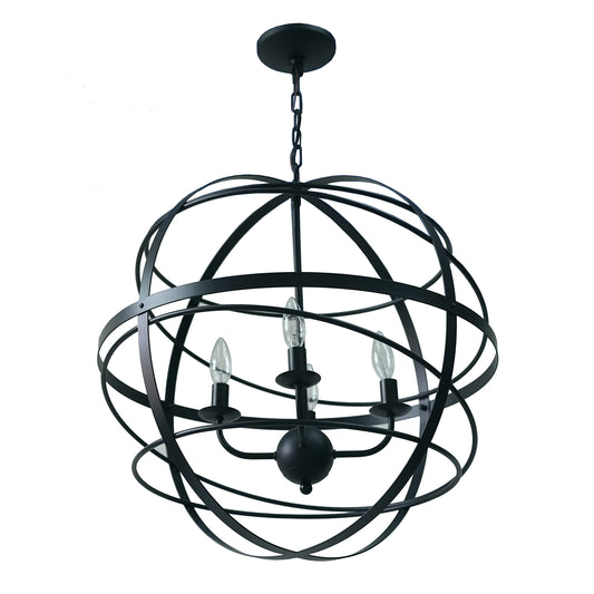 Yosemite Home Decor Vega 4-Light Orb Chandelier in Matte Black Finish, 22 x 22 x 24.25
