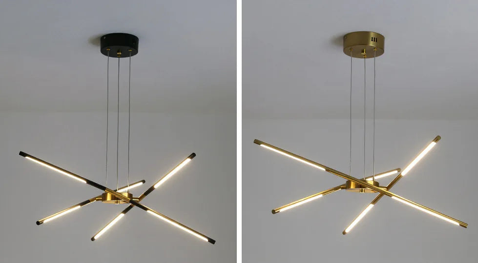 Modern Spider Chandelier with LED Linear Arms - Gold & Black Finish Options