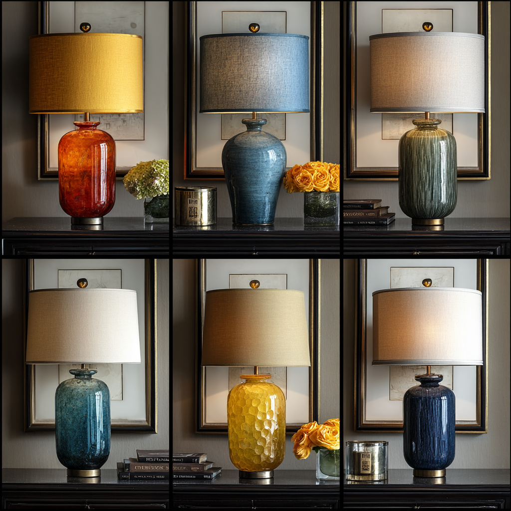 Elegant table lamps collection display featuring visual comfort table lamps, colorful table lamps with vibrant shades, table lamps for reading in cozy settings