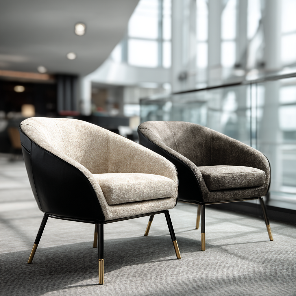 Metal accent chairs collection featuring modern metal frame chairs with boucle and fabric upholstery