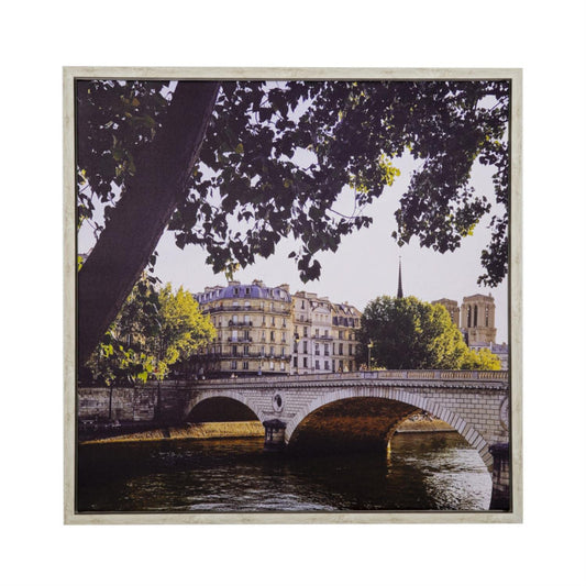 Framed canvas wall art of Yosemite landscape by Veronica Olson in elegant white frame, 32"x32"