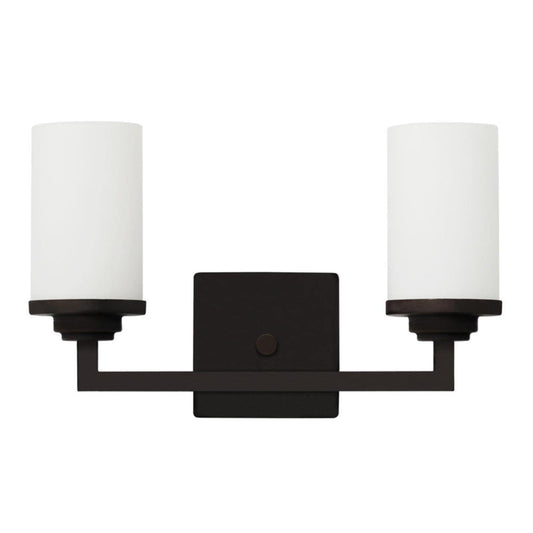 Yosemite Home Decor Jordan 2-Light Vanity Light in Ebony Bronze Finish with Frosted White Glass Shades