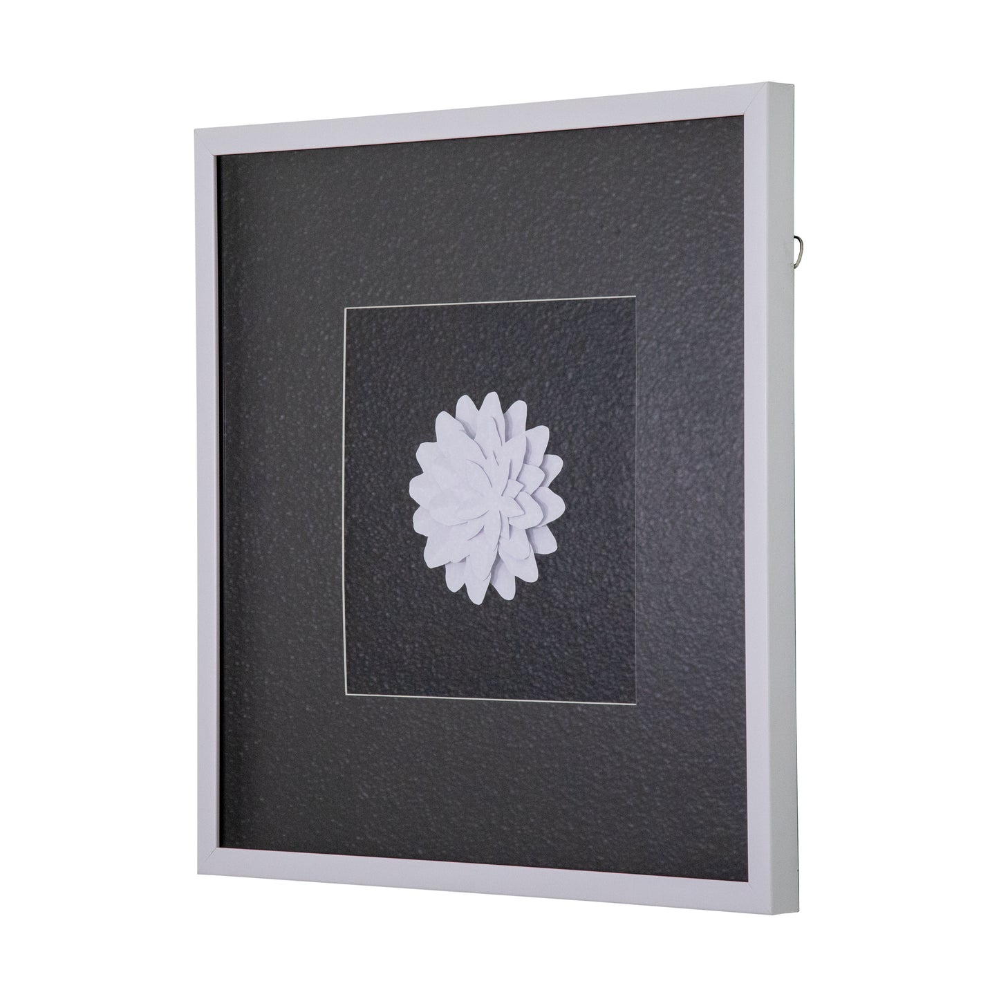 Papayrus II 3D Paper Flower Wall Art - White Handcrafted Shadowbox Frame 21.7"