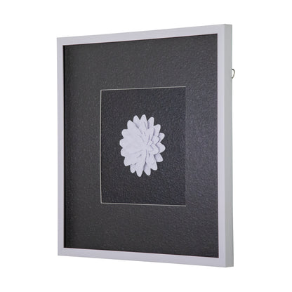 Papayrus II 3D Paper Flower Wall Art - White Handcrafted Shadowbox Frame 21.7"