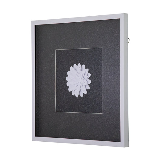 Papayrus II 3D Paper Flower Wall Art - White Handcrafted Shadowbox Frame 21.7"
