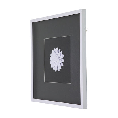 Papayrus II 3D Paper Flower Wall Art - White Handcrafted Shadowbox Frame 21.7"