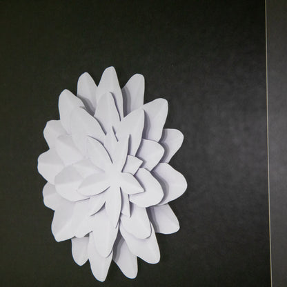 Papayrus II 3D Paper Flower Wall Art - White Handcrafted Shadowbox Frame 21.7"