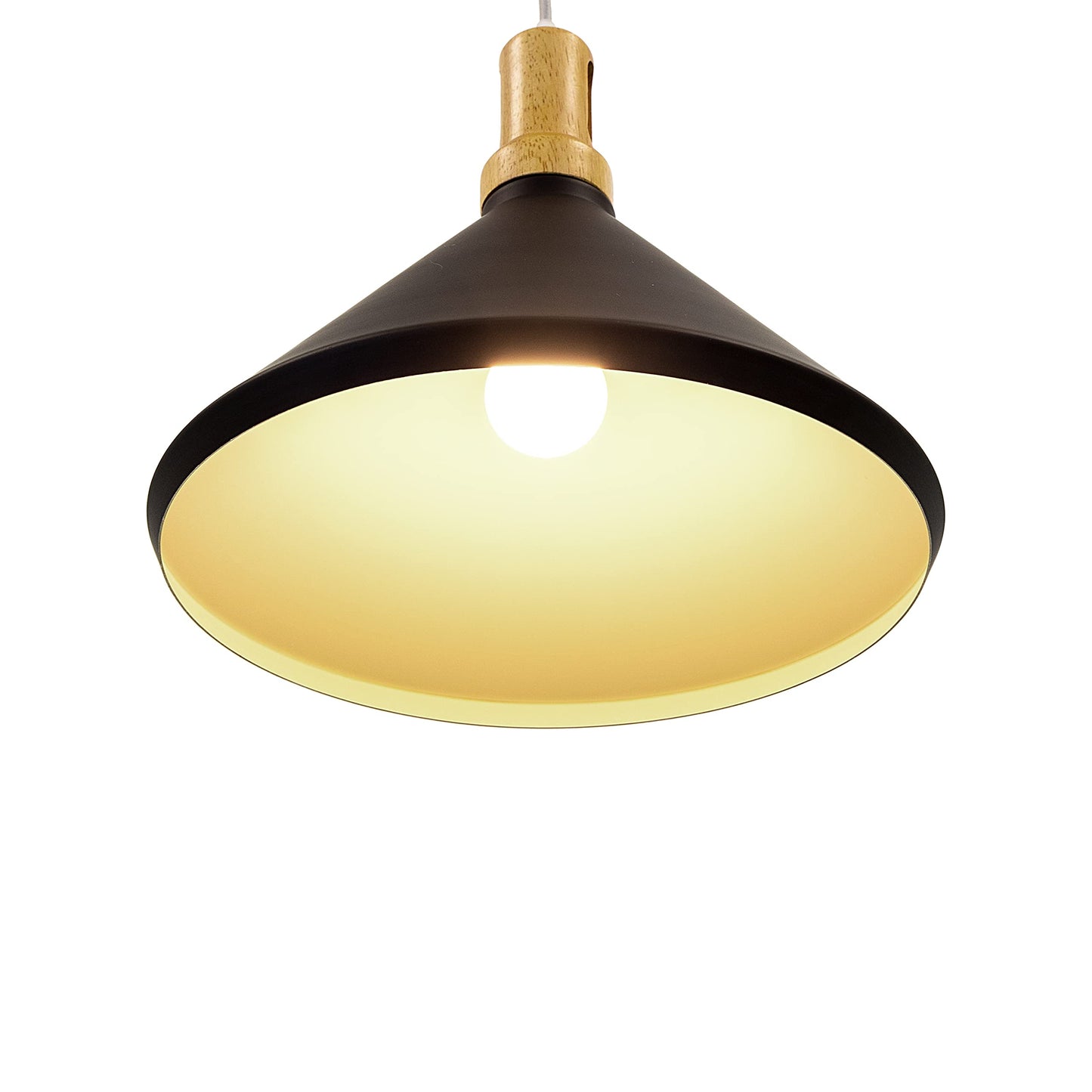Pendant Light - Industrial Black & Wood Aluminum Fixture by Yosemite Home Decor