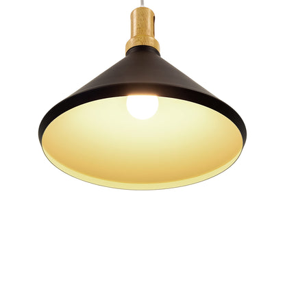 Pendant Light - Industrial Black & Wood Aluminum Fixture by Yosemite Home Decor