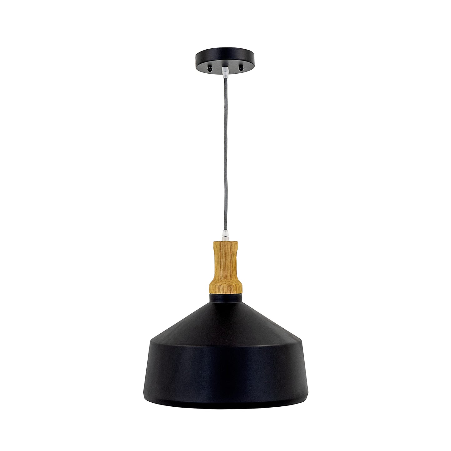 Pendant Light - Industrial Black & Wood Aluminum Fixture by Yosemite Home Decor