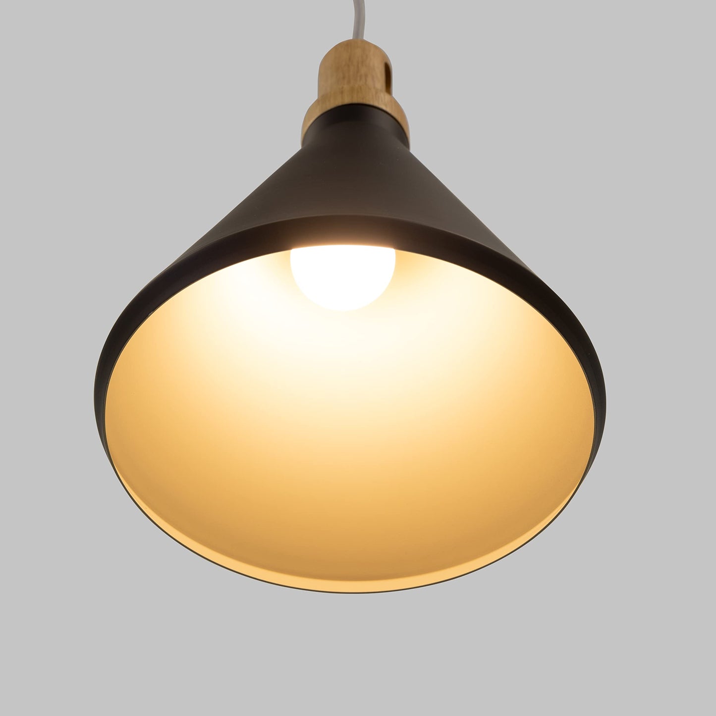 Pendant Light - Industrial Black & Wood Aluminum Fixture by Yosemite Home Decor