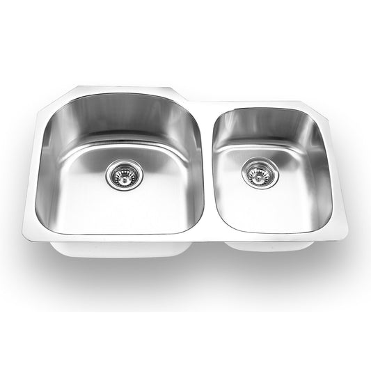 Undermount double bowl stainless steel kitchen sink with 18-gauge premium design by Yosemite Home Decor
