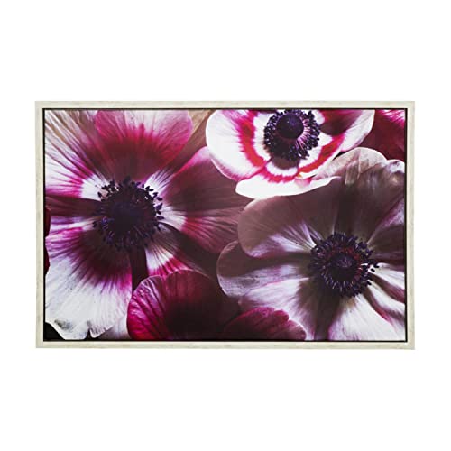 Elegant framed canvas print of colorful anemone flowers by Veronica Olson, 38"x25" wall art
