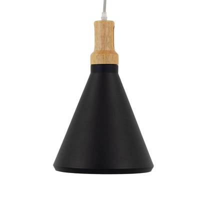 Pendant Light - Industrial Black & Wood Aluminum Fixture by Yosemite Home Decor