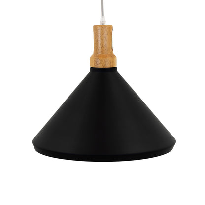 Pendant Light - Industrial Black & Wood Aluminum Fixture by Yosemite Home Decor