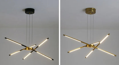 Modern Spider Chandelier with LED Linear Arms - Gold & Black Finish Options