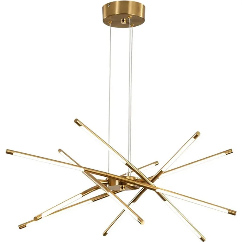 Modern Spider Chandelier with LED Linear Arms - Gold & Black Finish Options