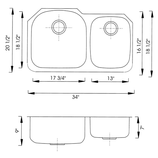 18-Gauge Stainless Steel Undermount Double Bowl Kitchen Sink
