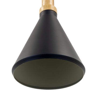 Pendant Light - Industrial Black & Wood Aluminum Fixture by Yosemite Home Decor