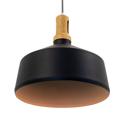 Pendant Light - Industrial Black & Wood Aluminum Fixture by Yosemite Home Decor