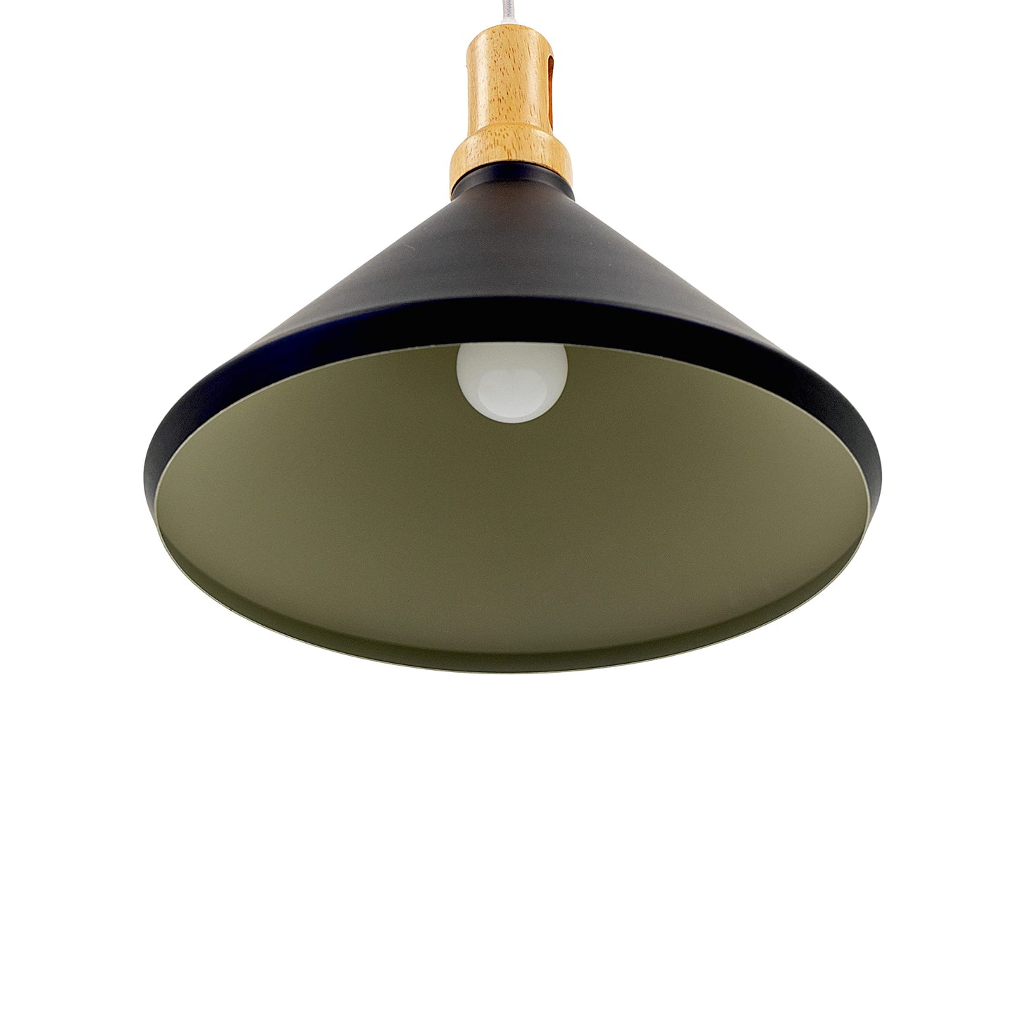 Pendant Light - Industrial Black & Wood Aluminum Fixture by Yosemite Home Decor