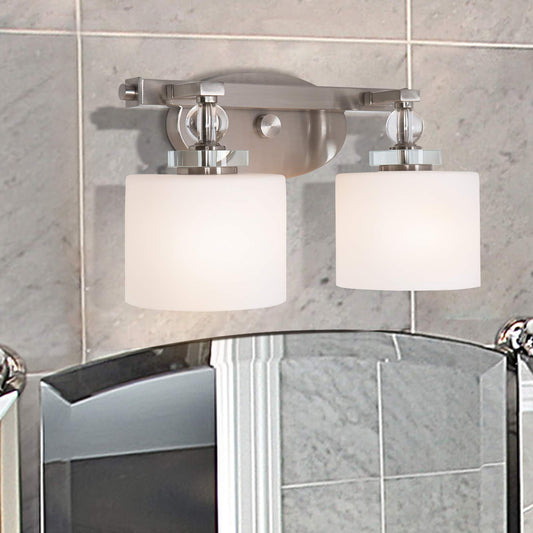2-Light Vanity with Dove White Glass | Yosemite Home Decor 2009-2V-SS-ORB