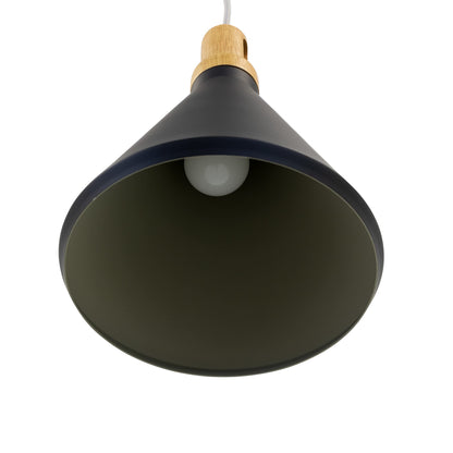 Pendant Light - Industrial Black & Wood Aluminum Fixture by Yosemite Home Decor