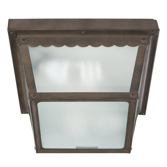 Outdoor flood light with dual frosted glass fixtures in dark brown steel for entryways or patios
