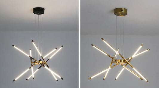 Modern Spider Chandelier with LED Linear Arms - Gold & Black Finish Options