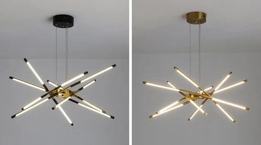 Modern Spider Chandelier with LED Linear Arms - Gold & Black Finish Options
