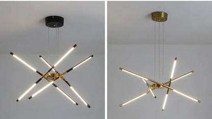 Modern Spider Chandelier with LED Linear Arms - Gold & Black Finish Options