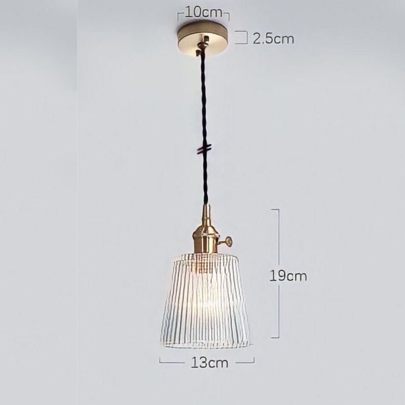 Japanese Style Glass Straw Hat Pendant Light