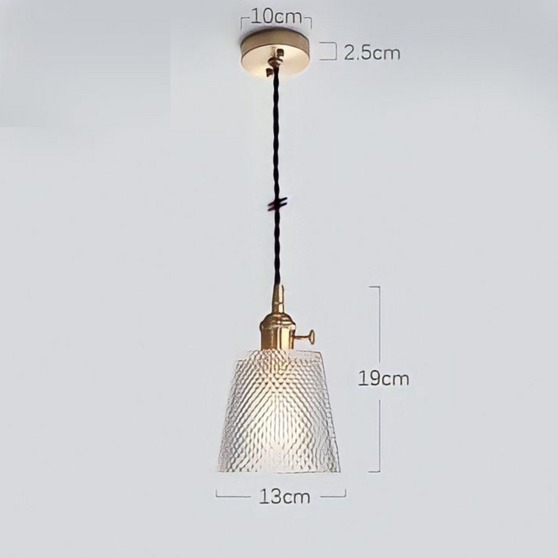 Japanese Style Glass Straw Hat Pendant Light